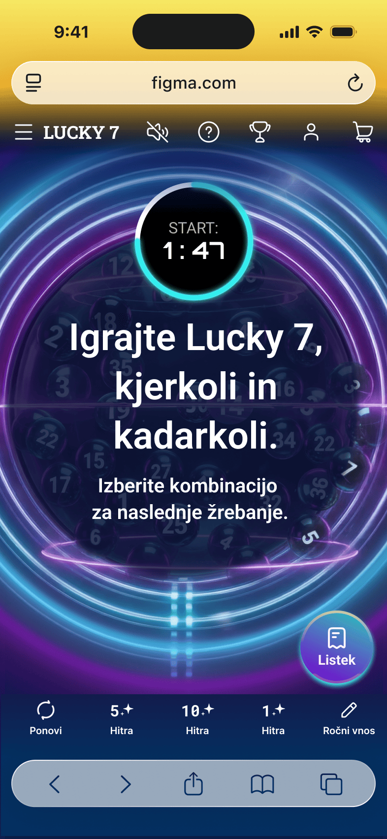 Lucky 7 — mobile screen