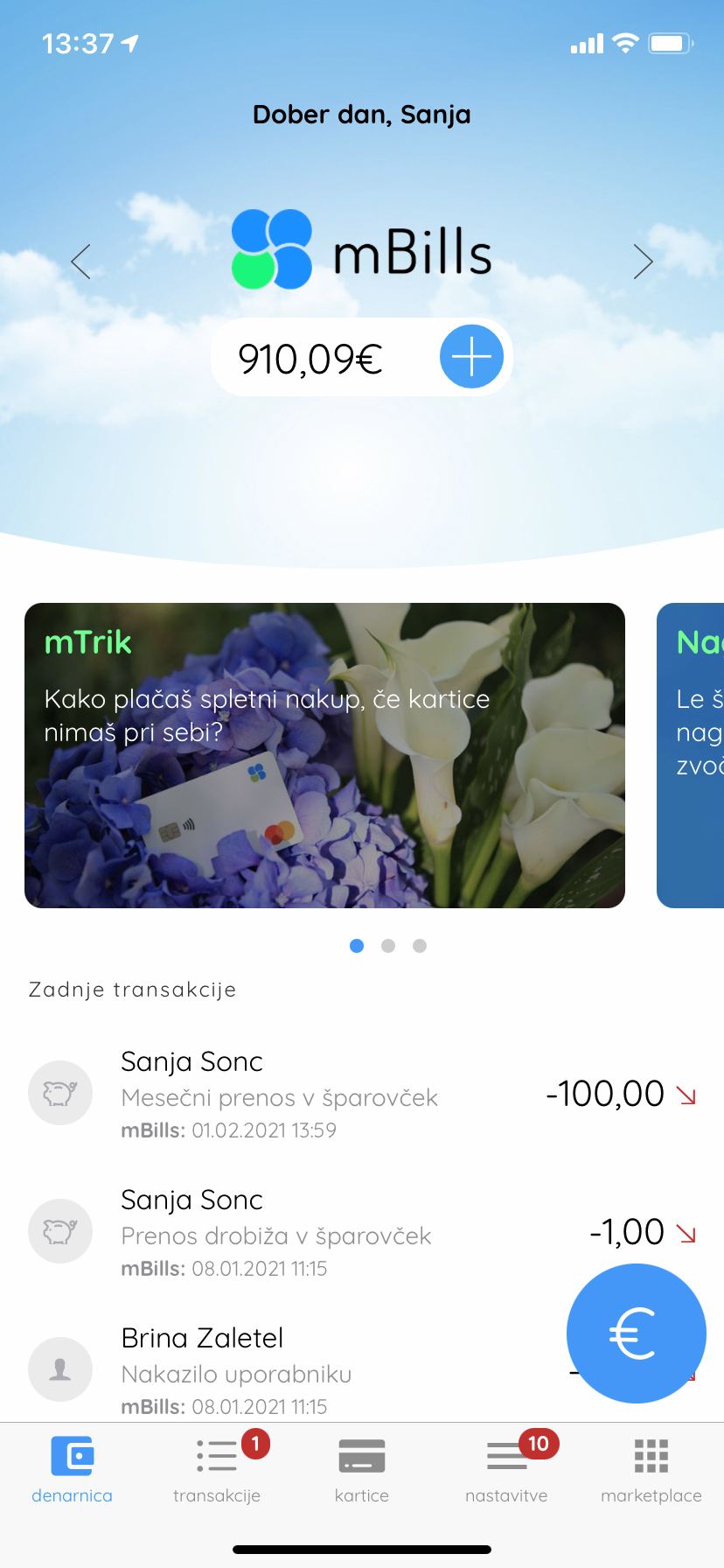mBills wallet — Re-skin